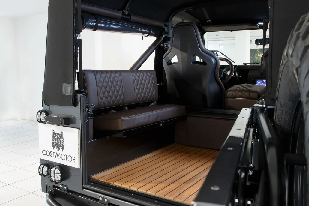 Land Rover Defender Maximus restored by Costa Motor — cargo bench