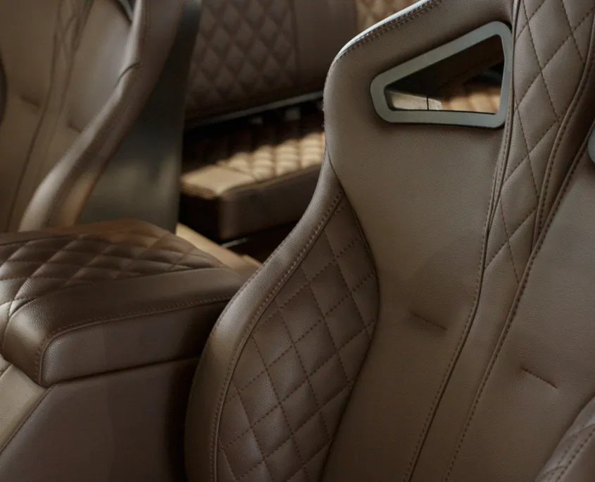 Land Rover Defender Maximus restored by Costa Motor — quilted detail